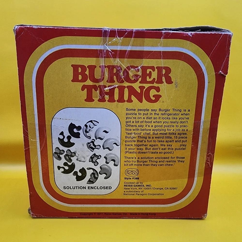 1977 Reiss Burger Thing Toy Puzzle Style 388